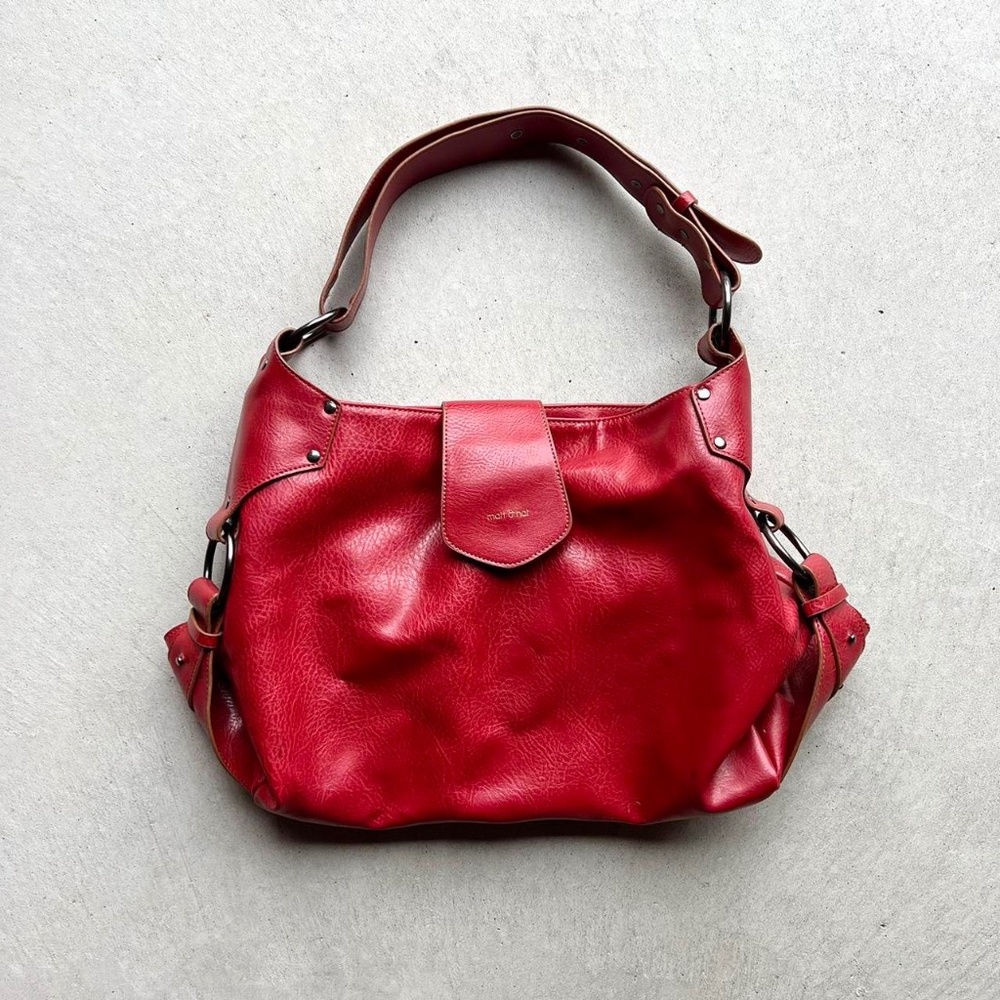 SOLD red faux leather matt & nat large purse 🍒